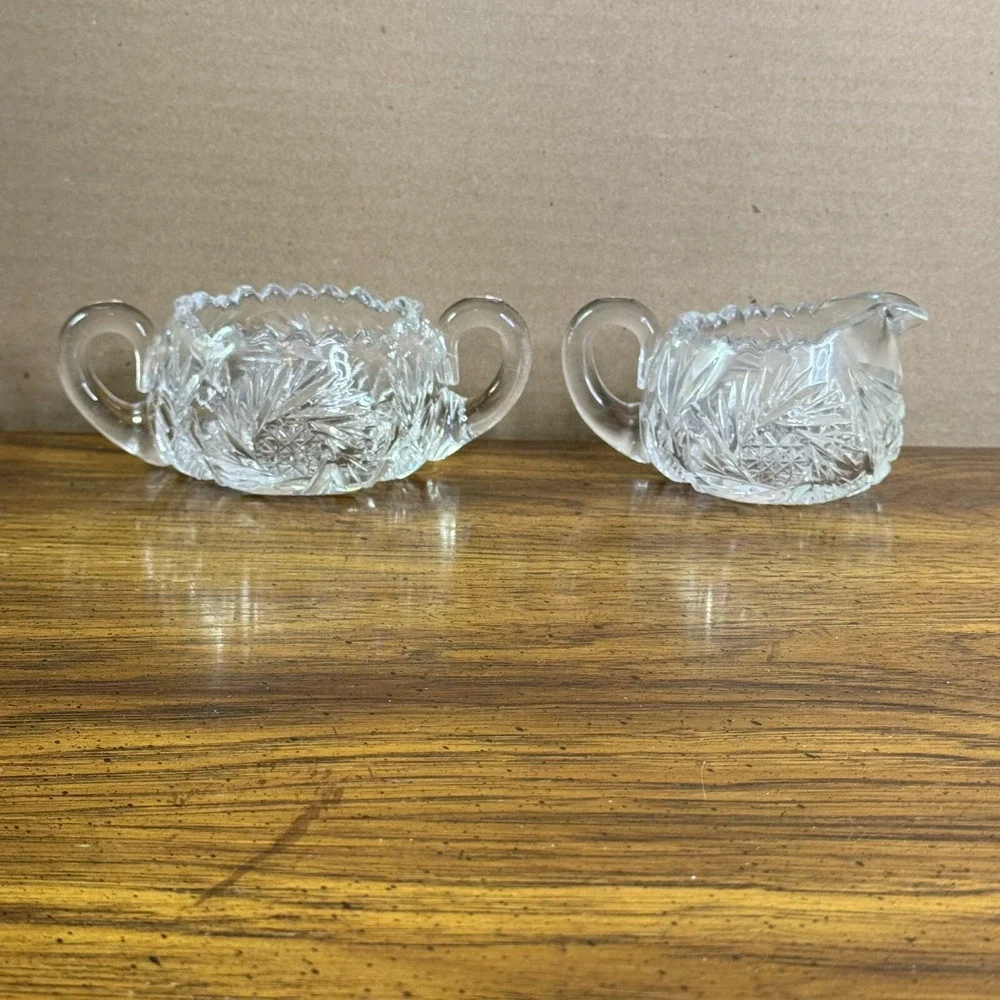 Antique American‎ Brilliant Glass Creamer & Sugar ABP EAPG